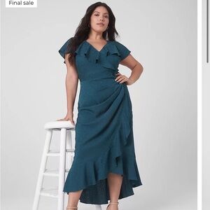 Lane Bryant leopard -ish satin jacquard ruffle midi dress